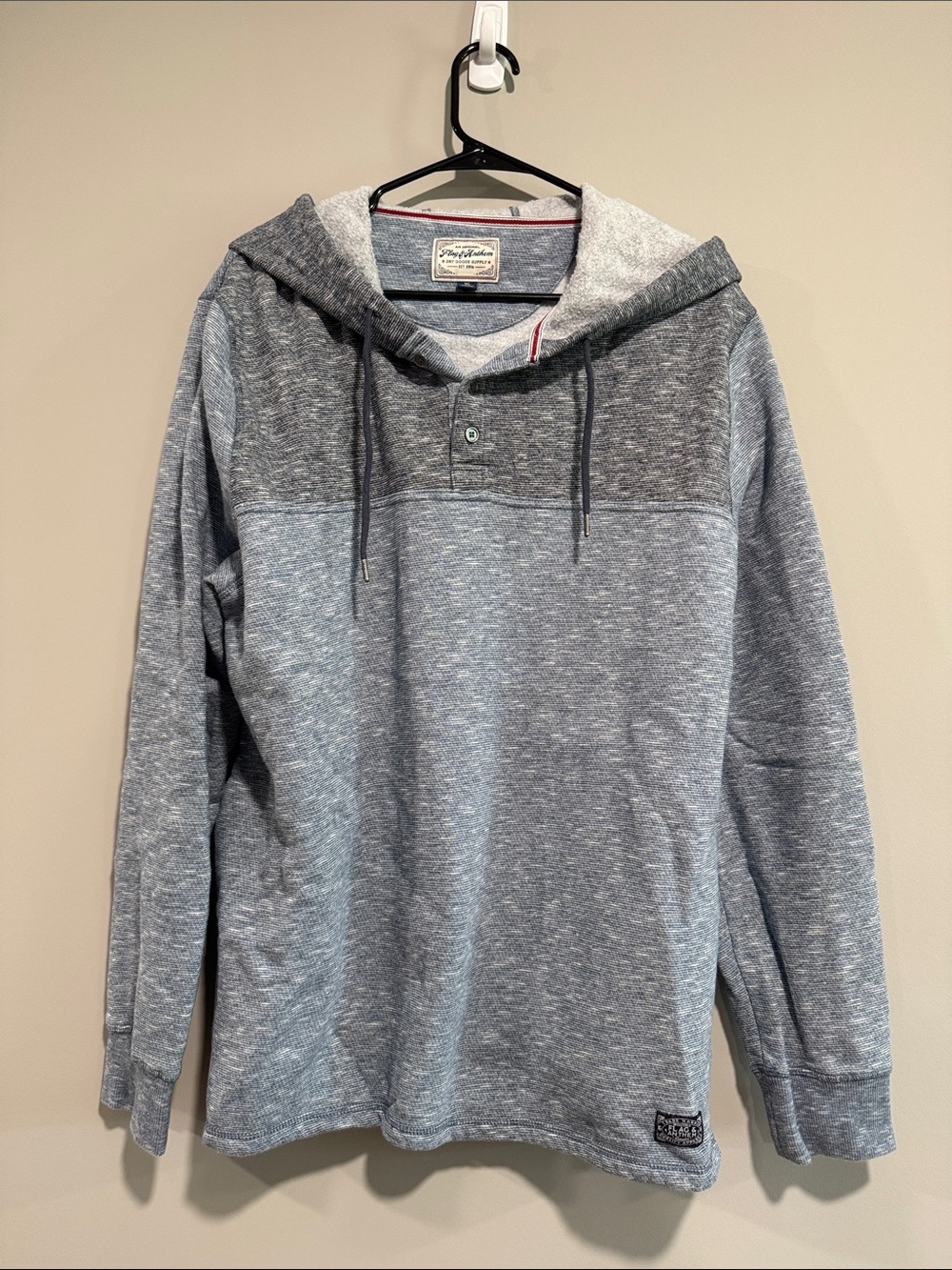 Heather Gray Two-Tone Hooded Henley Sweatshirt